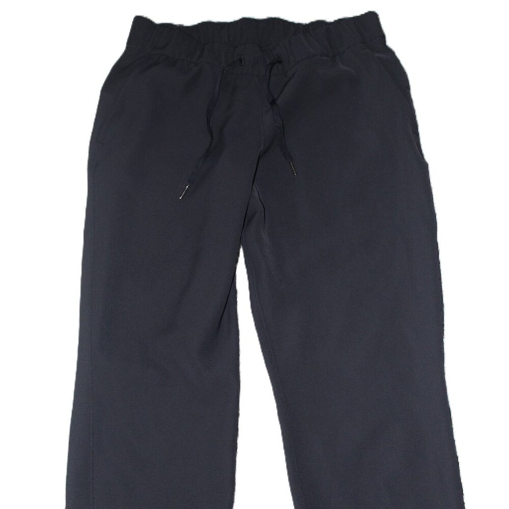 Black Lululemon Pants Women's Sz 8 On The Fly Crop Woven 23" Drawstring Pockets